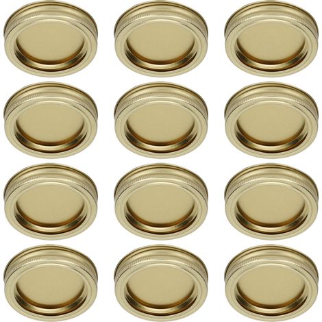 12 couvercles de bocaux ronds à ouverture régulière de 70 mm, type fendu, pour la mise en conserve des épices et du miel (XH00176 Or) (1/5)