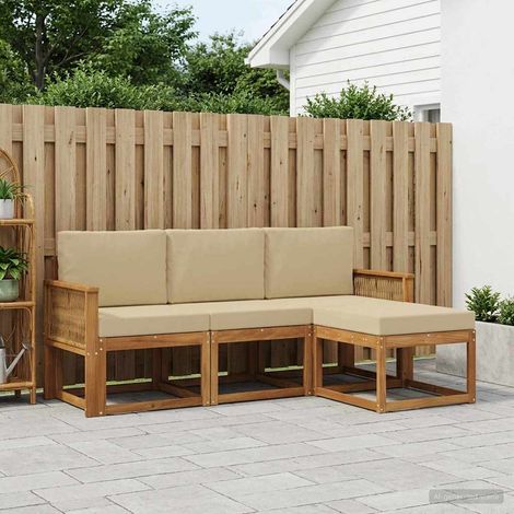 vidaXL Outdoor-Sofagarnitur 4 pcs Natur und Beige Polyester (1/5)