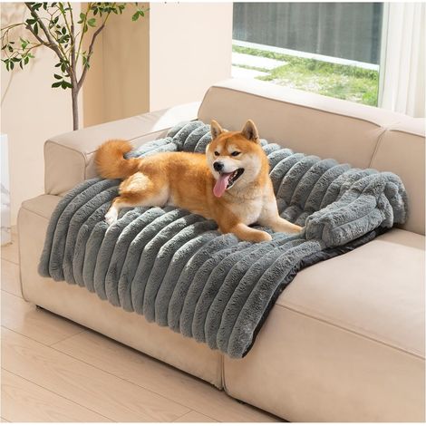 1 Panier Chien Lavable Anti-Stress Bords Surélevés Tapis Protection Canapé 90x80cm Gris