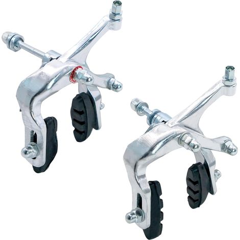 Jeu de 2 Freins à Étrier avec Patins Préinstallés, Kit de Frein Entraxe 80 mm pour Vélo avec Trou Central, Aluminium Léger pour Route, VTT, BMX et Fixie (1/5)