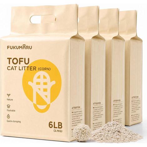 Cat Litter, Natural Tofu Unscented, 10.8kg Dust-Free, Quick Clumping Light, Low Trace Cat Litter Granules, Odour Control