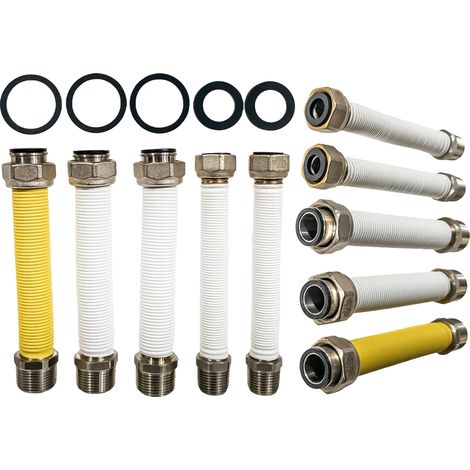 Kit de raccordement gaz Tece, 5 flexibles inox 150 à 300 mm (1/2)