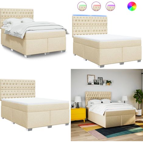 vidaXL Boxspringbett mit Matratze Creme 160x200 cm Stoff (1/5)