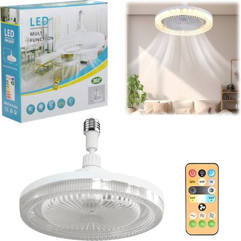 Private Label-Ventilateur de plafond avec télécommande, 25,4 cm, ampoule LED à intensité variable, 3 couleurs , culot E27 à visser(blanc, taille unique)