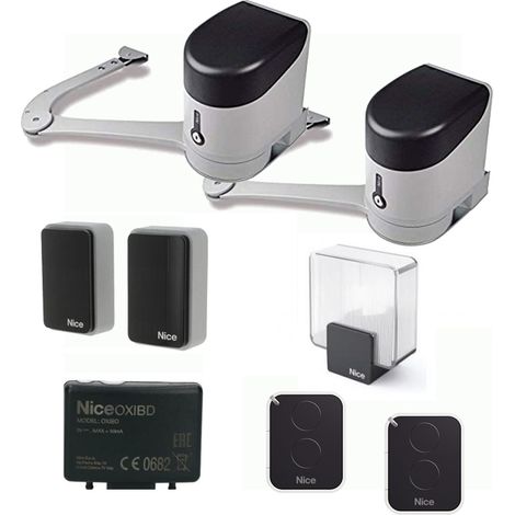 Nice – Kit d'automatisation pour portails battants jusqu'à 3,5 m – HYKEBDKCE – 24V avec moteur électromécanique à bras articulé – Montage extérieur