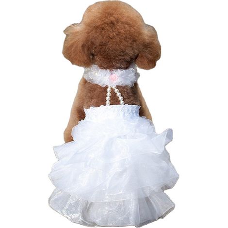 Robe de mariée Princesse Blanche pour animaux de compagnie Doggy Party cosplay costume (L, 7 - 10kg) 1 pièce (1/5)