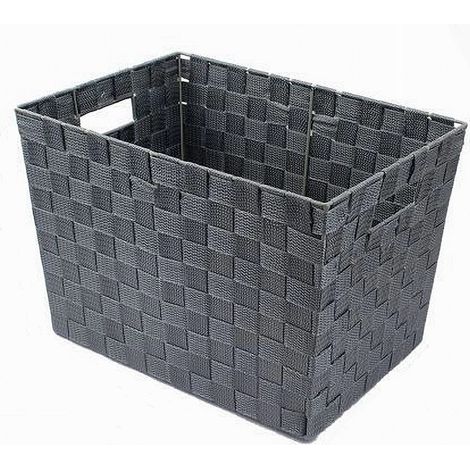 Cleafe - Portaoggetti Cesto In Tessuto Intrecciato 38x26x25cm Maniglie Grigio Scuro 79038 - (1/5)