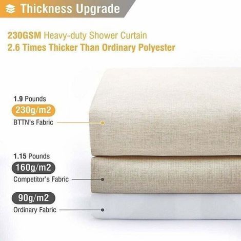 Rideau de Douche en Tissu Beige/Crème 180 x 180 cm - Ensemble Résistant avec 12 Crochets en Plastique - Imperméable et Décoratif (1/4)