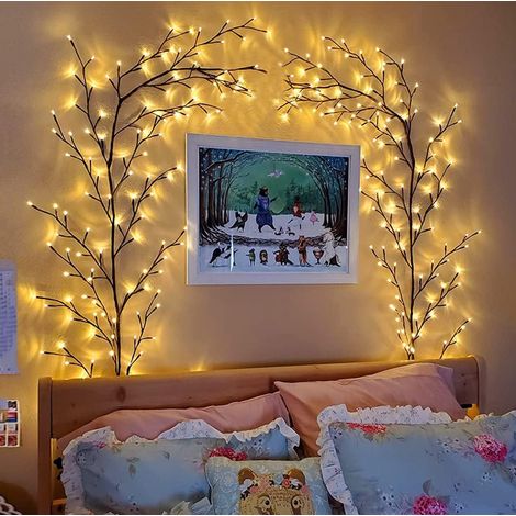 LED-Leuchtbäume, beleuchtete künstliche Weidenpflanzen, Weihnachtsdekoration, beleuchtete Innenwand-Rankendekoration, 144 LEDs für Wand, Schlafzimmer, Wohnzimmer, Innendekoration (2 Stück) (1/5)