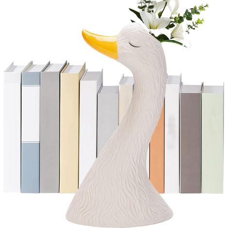 Vase à fleurs en céramique, vase décoratif Blanc mignon Swan Figurine Sculpture de table en céramique, ornements de chambre à coucher pour la maison pour la pièce maîtresse de mariage (1/5)
