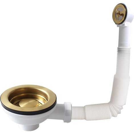 Filtro per lavello da cucina con troppopieno rotondo, diametro 114 mm, filtro di scarico a vite, lunghezza 42 mm. (1/5)
