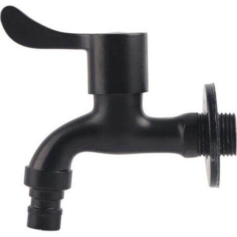 Robinet d'eau de jardin à montage mural noir en acier inoxydable 304 pour salle de bain (machine à laver) (1/4)