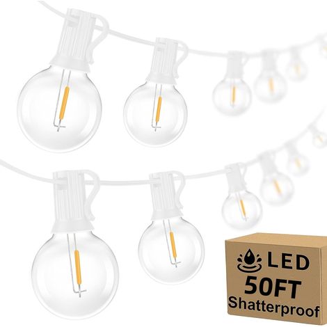 Guirlande Lumineuse G40 7,62 m 25 Ampoules Étanches – Lumière Blanc Chaud pour Jardin, Terrasse, Fêtes, Événements et Décoration Extérieure (1/4)