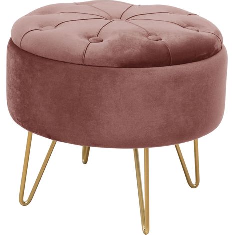 Pouf a scomparto rotonda in velluto trapuntato AKORD CARO colore Rose (1/5)