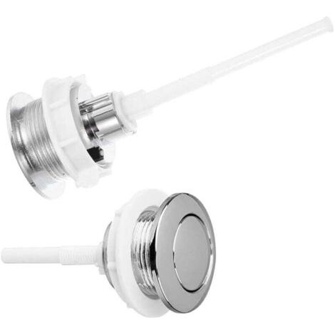 Confezione da 2 pulsanti per scarico WC, pulsante singolo da 38 mm, kit di ricambio cromato, ABS resistente, facile installazione, montaggio universale (1/4)