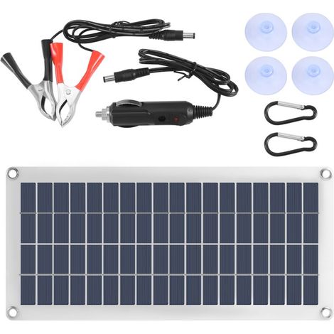 Panneau Solaire 15W 12 18V Chargeur Portable pour Téléphone Voiture Camping Car Batterie Exterieur (1/4)