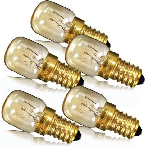 Pack of 5 Oven Bulbs 15W Small Edison Screw E14 Brass Base Salt Lamp Pygmy Lamp (1/4)