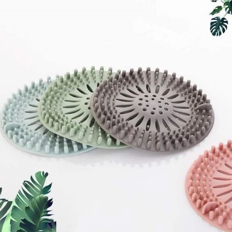 GRILLE EVIERYH Lot de 4 bouchons de vidange en silicone pour baignoire et eacutevier de cuisine Bleu1030 (1/4)