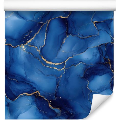 Tapete „Tinte“, blauer Hintergrund, blaue Mitte, für Wohn- und Schlafzimmer, 50 x 1000 cm (1/5)
