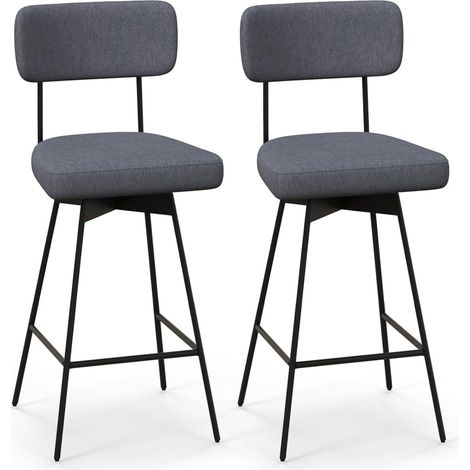 Set 2 sgabelli da bar girevoli 360° con schienale, Poggiapiedi e struttura metallo Grigio (1/5)
