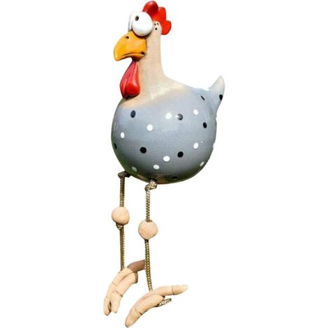Poules décoratives pour jardin, statues de jardin amusantes, décoration extérieure en résine, poule, figurine en forme de poule, sculptures animales [gris]