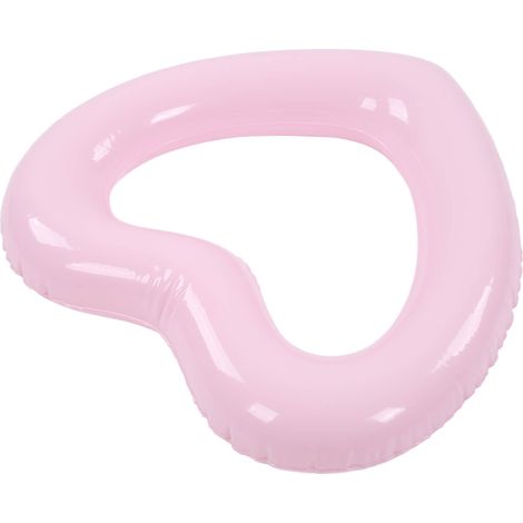 Bouée gonflable en forme de cœur, 45 cm d'épaisseur, en PVC résistant aux déchirures, rose. Idéale pour les fêtes à la piscine et la plage. (1/5)