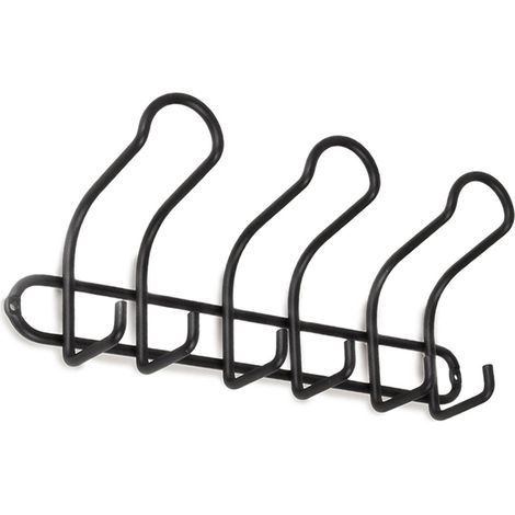 Perchero de pared funcional atornillable con acabado negro mate. Dimensiones: 310x80x125 mm -