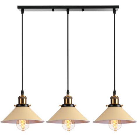 royaluxe- Plafonnier Rétro Suspension Luminaire Industrielles 3 Lumières 22CM Lustre Créatif Pour Salon Salle À Manger, Bar, Balcon, Jaune