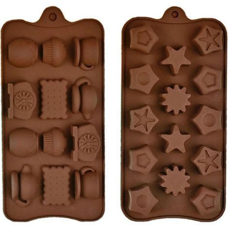 Moule à biscuits en silicone pour 2 pièces de chocolat, idéal pour les restaurants et les familles.
