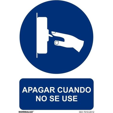 Señal que indica Apagar Cuando No Se Use, con tintas UV SEKURECO                         100 x 150 mm                          ADHESIVOS DE VINILO (1/2)