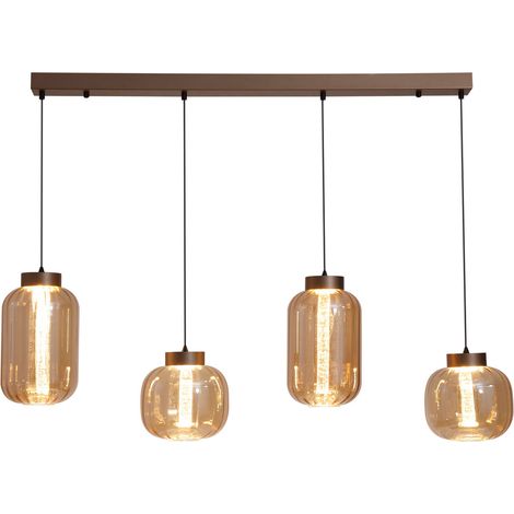 Searchlight Lille Suspension LED intégrée à 4 barres lumineuses et verre ambré 28 W 3000 K (1/5)