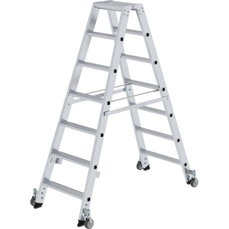 Günzburger Steigtechnik Escabeau double accès avec roulettes 2 x 7 marches - 041214 (1/4)