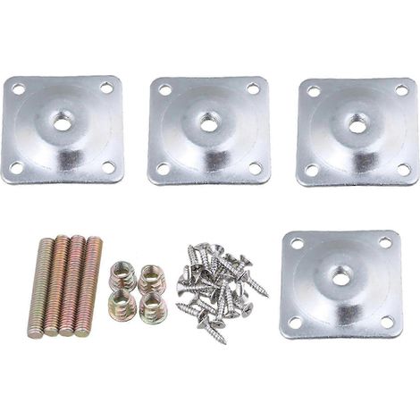 26-27 4 x Plaques de fixation pour pieds de meubles - Robustesse industrielle - Convient aux pieds de table et de lit (1/5)