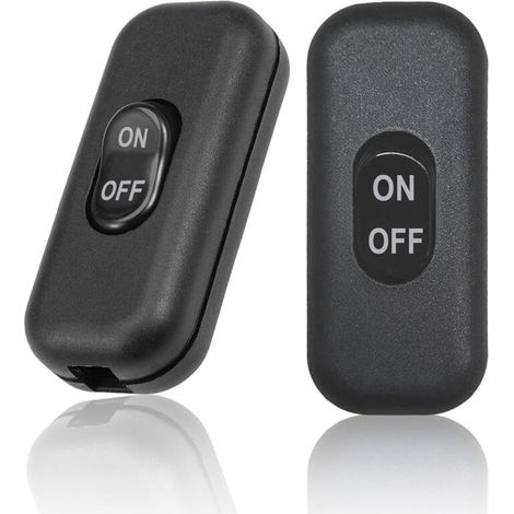 CSPARKV Lot de 2 Interrupteur Lampe de Chevet, Interrupteur Noir, Interrupteur bipolaire 6A 250V, Mini Interrupteur à Bascule pour petit Appareil, Lampe de Chevet, Lampe de Bureau (Noir) (1/4)