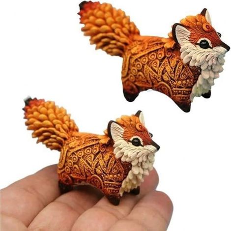 Statue Totem Renard - AZWIX - Artisanat en résine - 7x3.5x3.5CM - Décoration de bureau - Vintage (1/4)