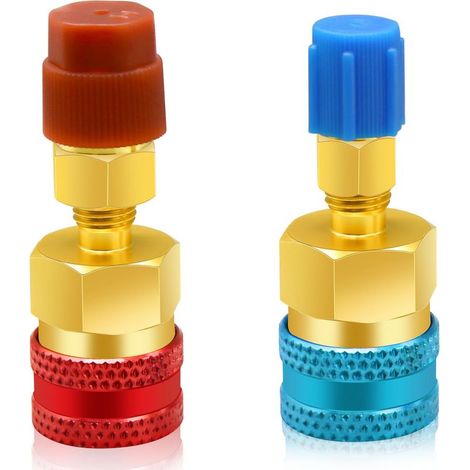 Adaptateurs R1234yf vers R134a, kit de coupleurs Rapides Kit de Recharge de réfrigérant R1234yf, adaptateurs côté Haut/Bas R134a vers R1234yf pour Recharge d'évacuation du système de réfrigérant (1/5)