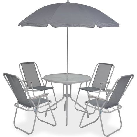 vidaXL Set da Pranzo da Giardino 6 pz in Acciaio e Textilene (1/5)