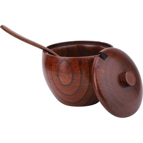 Pot à épices rétro, pot à épices, sucrier avec couvercle, boîte en bois, ustensile de cuisine (1/5)