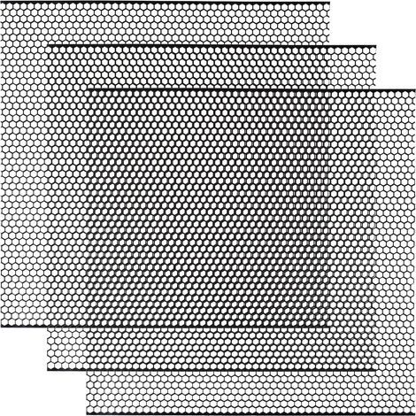 3pcs 33×33cm Noir grille de course, Taille du trou de Nid d'abeille 6×1mm, grille en aluminium, universels grille de radiateur de voiture (1/5)