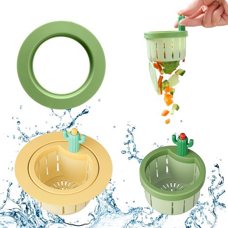2 Pièces Panier Filtrant,Évier Cuisine Joint,Bouchon Vidange Motif Cactus,Salle Bain