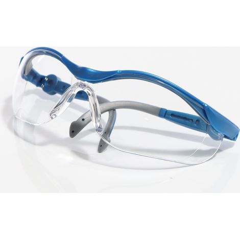 ELMAG Schutzbrille farblos blau/grau, PC2mm kratzfest & antifog Bügel in Länge & Neigung verstellbar (1/3)