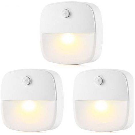 Bewegungsmelder-Innenleuchte, batteriebetriebene Bewegungsmelderlampe, automatisches LED-Nachtlicht für Schlafzimmer, Küche, Flur, Treppenhaus, Tresor (Warmweiß, 3er-Pack) (1/5)
