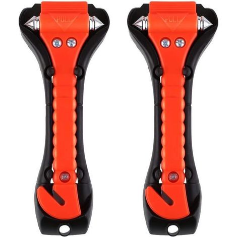 Marteau de Secours - Lot de 2 - Coupe Ceinture - Brise Vitre - Outil de Sécurité (1/4)