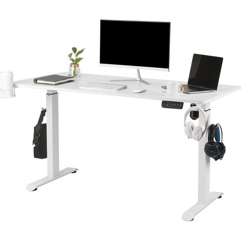 Makika Höhenverstellbarer Schreibtisch elektrisch 140 x 70 cm - Weiß (1/5)