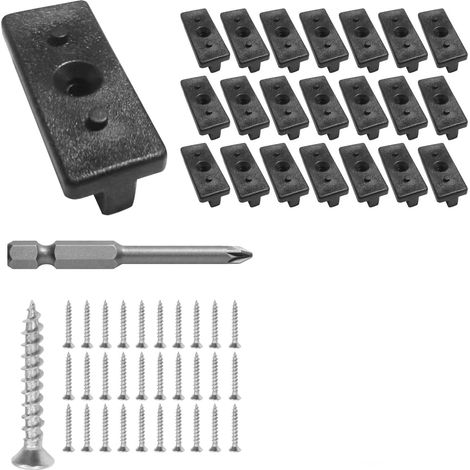 Wood Flooring Fixing, Screws + Stainless Steel End Caps, Easy to Use, Suitable for Outdoor Floor, Wood Flooring (Black) (1/5)