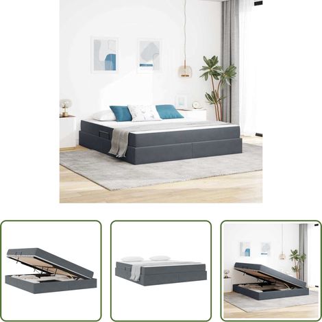 Matratze - Aufbewahrungsbett mit Matratze Dunkelgrau 180 x 200 cm Samt (1/5)