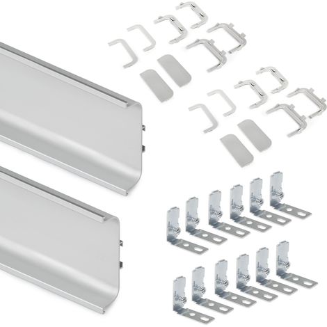 Emuca Lot mt 2 Zentralprofile Gola für Küchenmöbel, Länge 2,35 m, mit Zubehör, Aluminium, matt eloxier