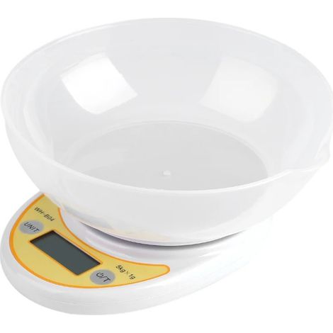 Balance de cuisine numérique 5 kg/1 g avec écran LCD, fonction tare, accessoires de cuisine et de barbecue, idéale pour la cuisson et la pâtisserie.