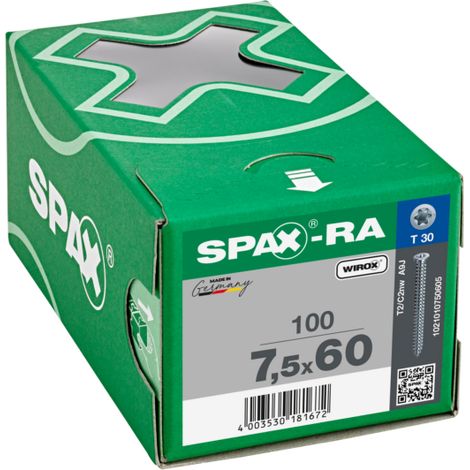 Caja de: 100 Uds. Tornillo Abc Spax-Ra Zincado Cabeza Plana 7.5X60
