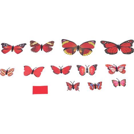 Lot de 12 autocollants muraux papillons colorés en 3D à faire soi-même pour décorer votre chambre (1/5)